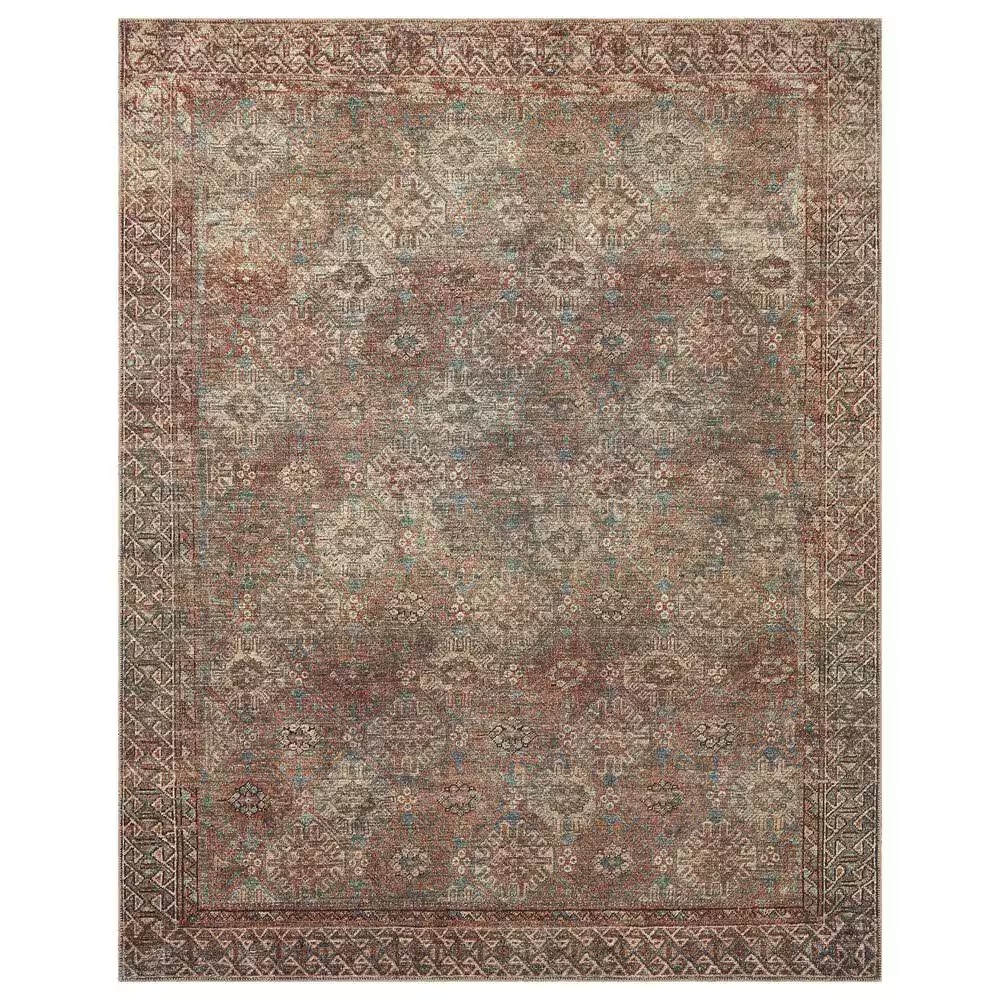 Amber Lewis x Loloi Billie 5' x 7'6" Aqua and Rust Area Rug