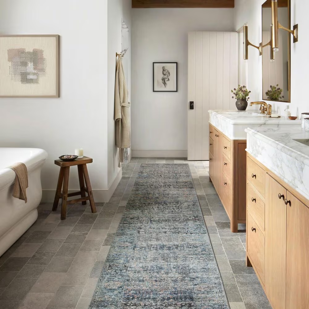 Amber Lewis x Loloi Billie 2'6" x 12' Denim and Blush Runner