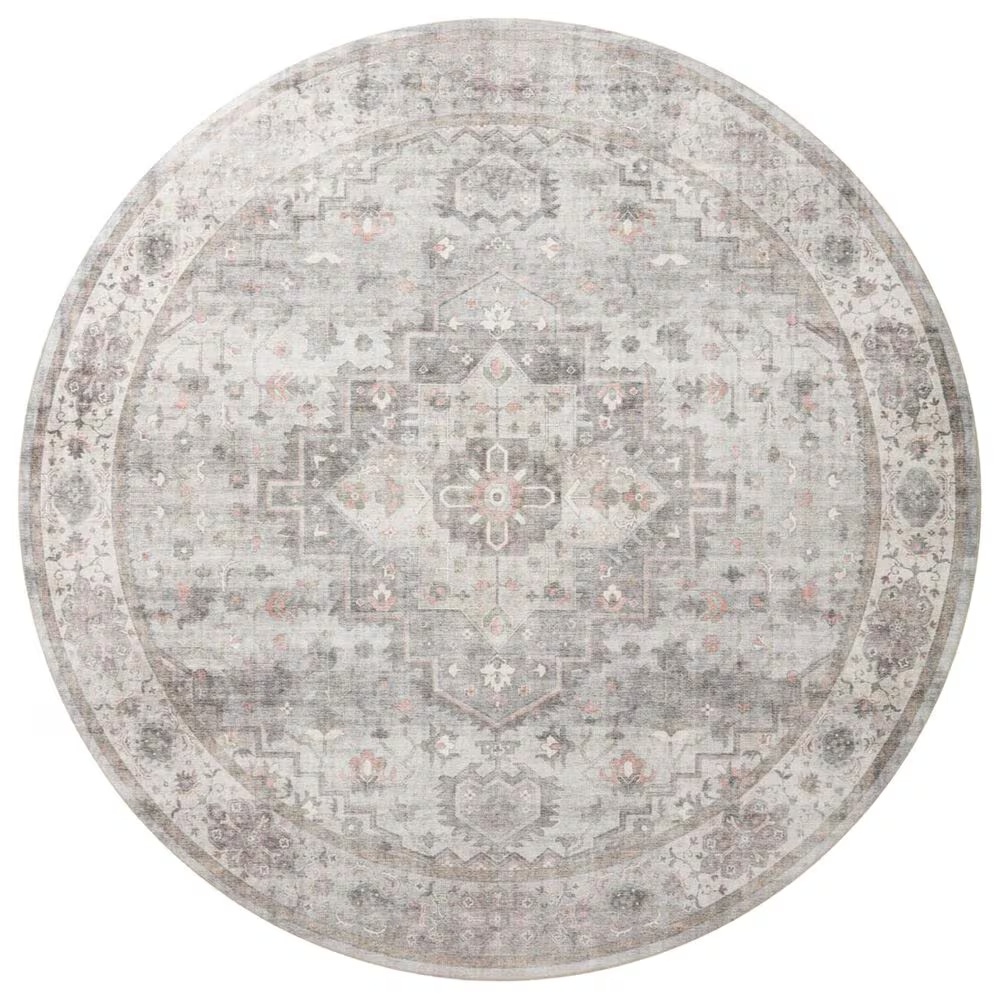 Loloi Heidi 6' Round Dove and Blush Area Rug
