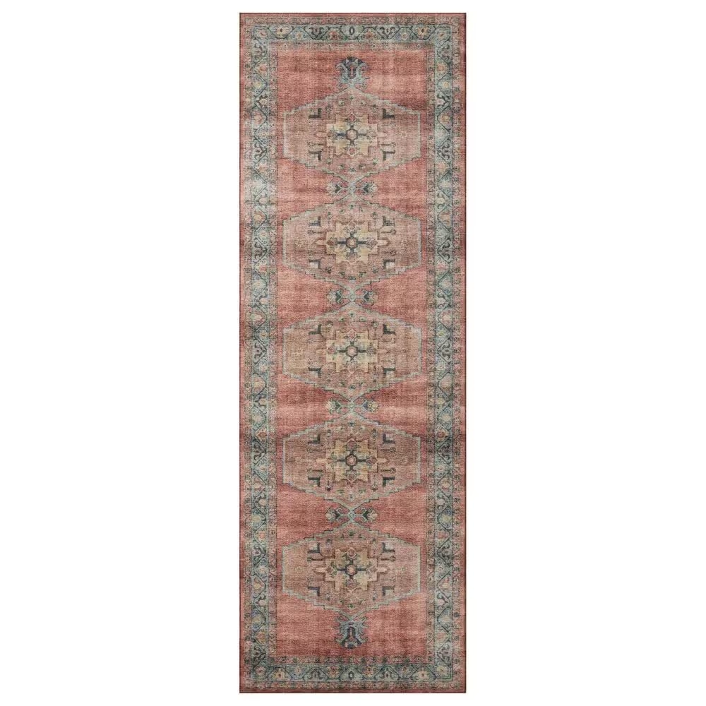 Loloi II Heidi 2'6" x 7'6" Spice and Aqua Runner