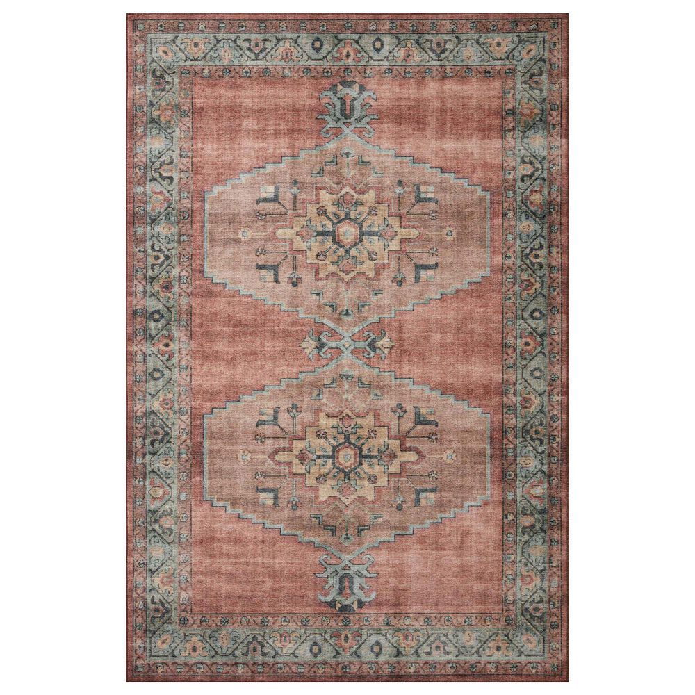Loloi Heidi 3'6" x 5'6" Spice and Aqua Area Rug
