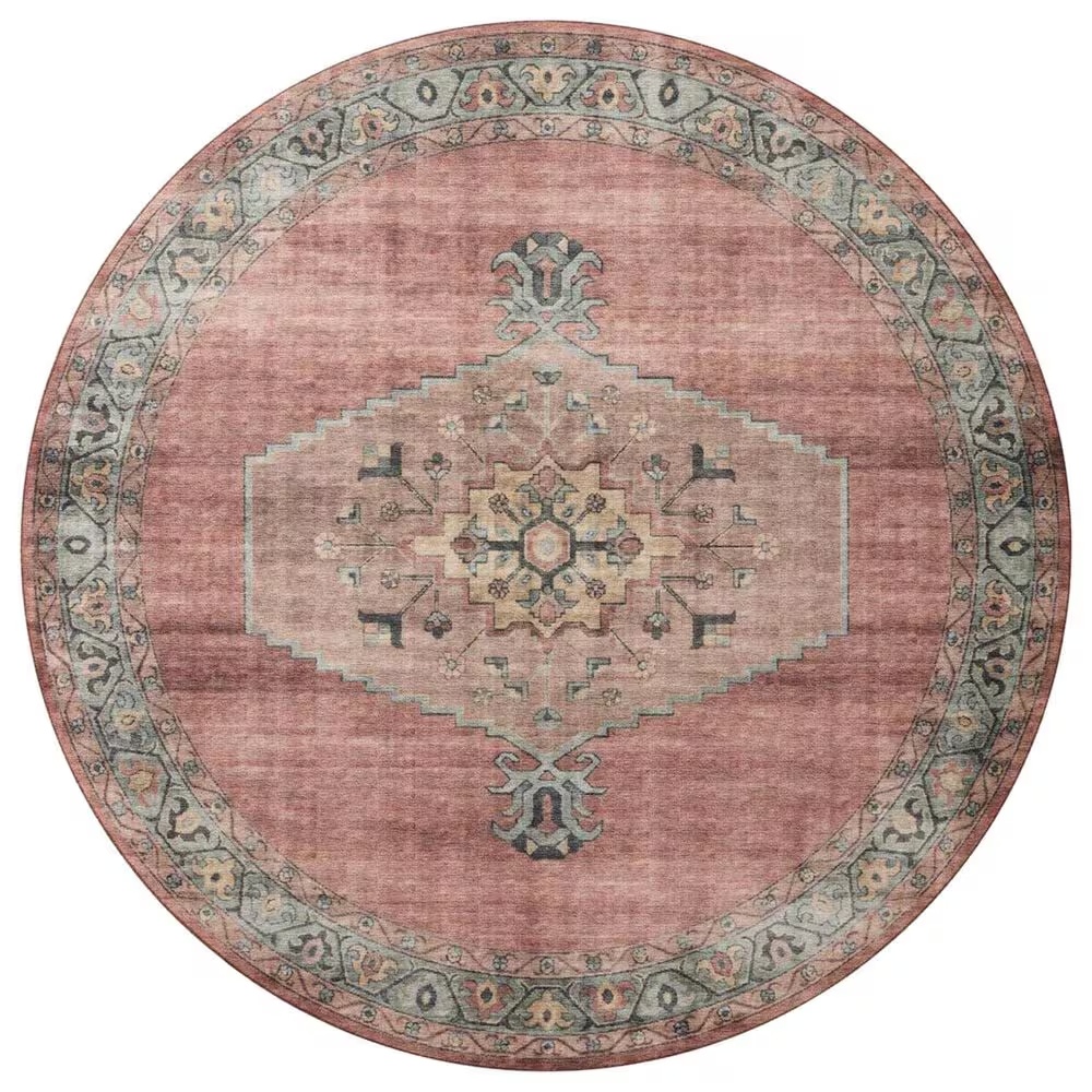 Loloi Heidi 7'6" Round Spice and Aqua Area Rug