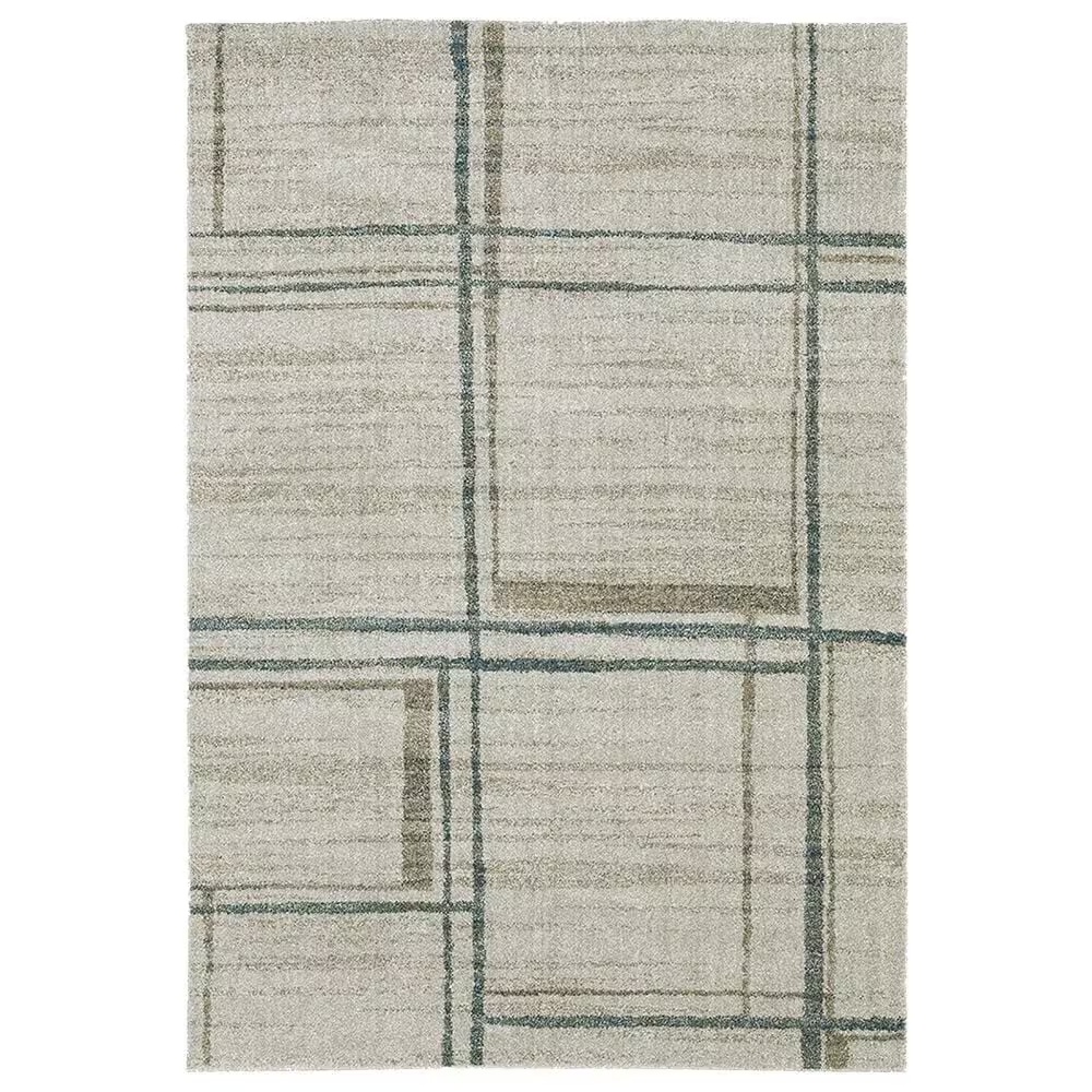 Oriental Weavers Alton Geo Shapes 3'3" x 5' Beige and Blue Area Rug