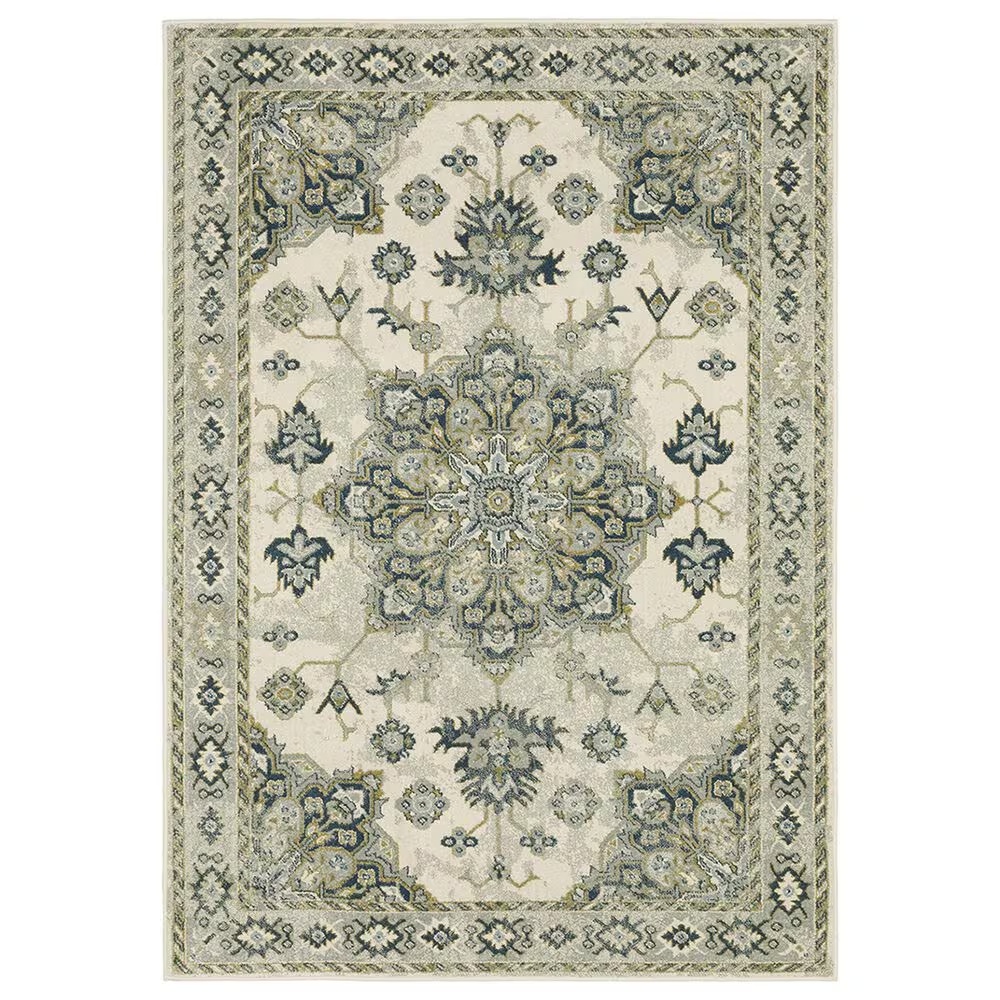 Oriental Weavers Branson Oriental Medallion 6'7" x 9'2" Ivory and Blue Area Rug