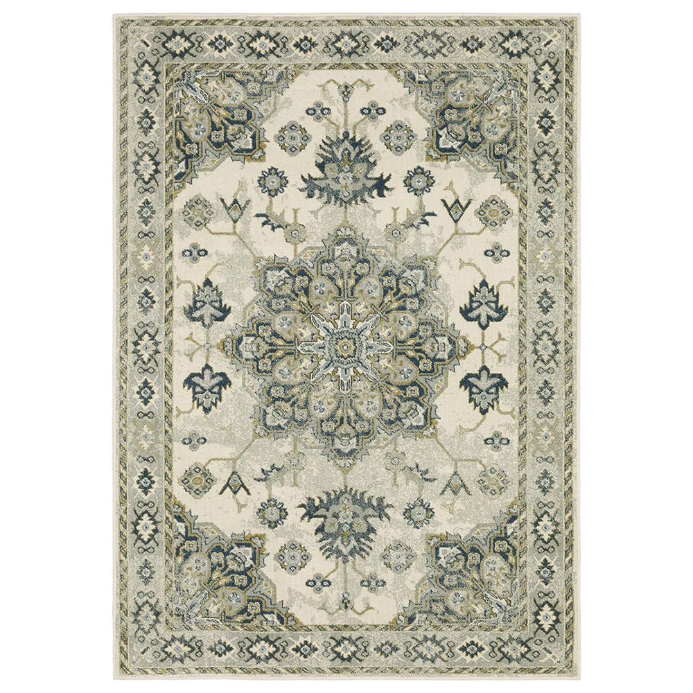 Oriental Weavers Branson Oriental Mendallio 5'3" x 7'3" Ivory and Blue Area Rug