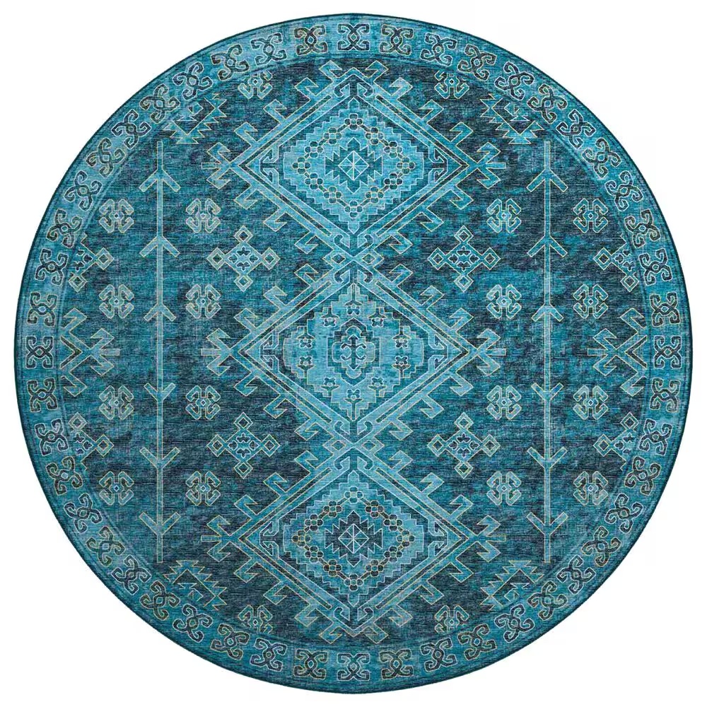 Dalyn Rug Company Brisbane Southwestern 8' Round Navy Area Rug