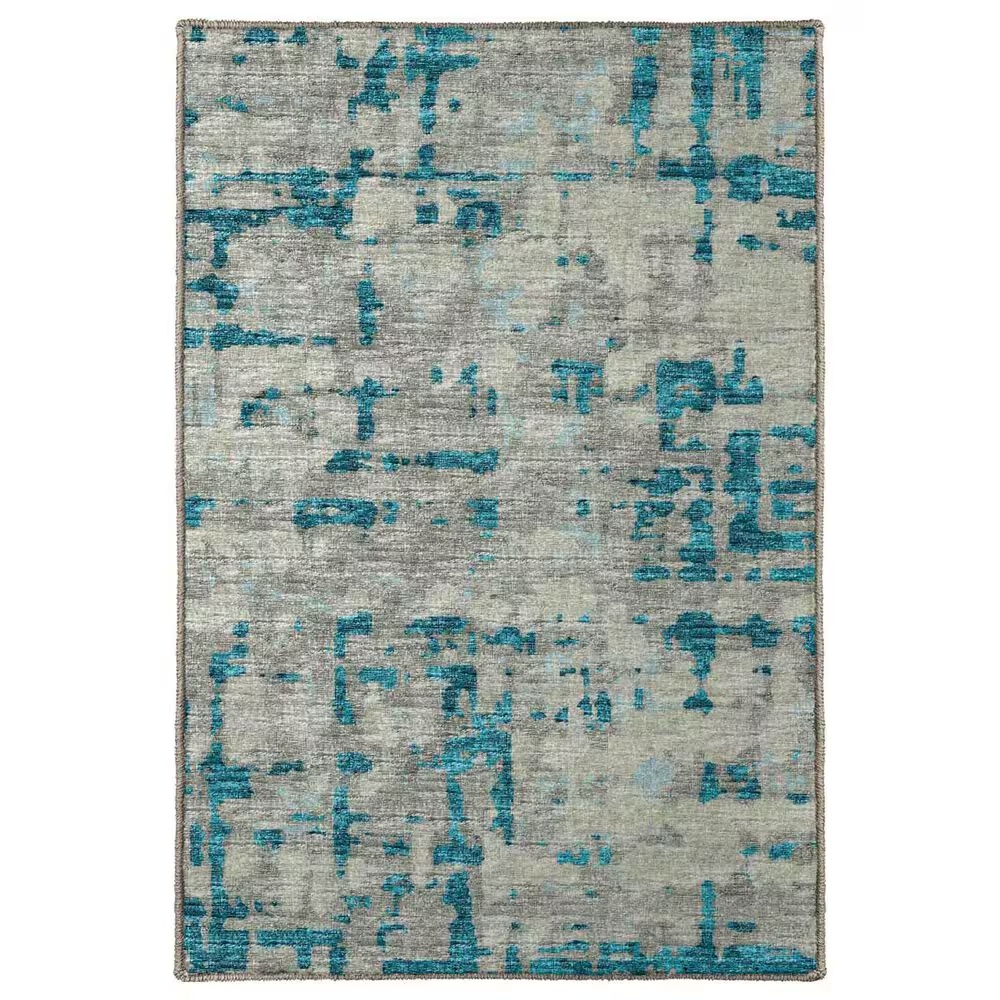 Dalyn Rug Company Brisbane Abstract 1'8" x 2'6" Teal Area Rug